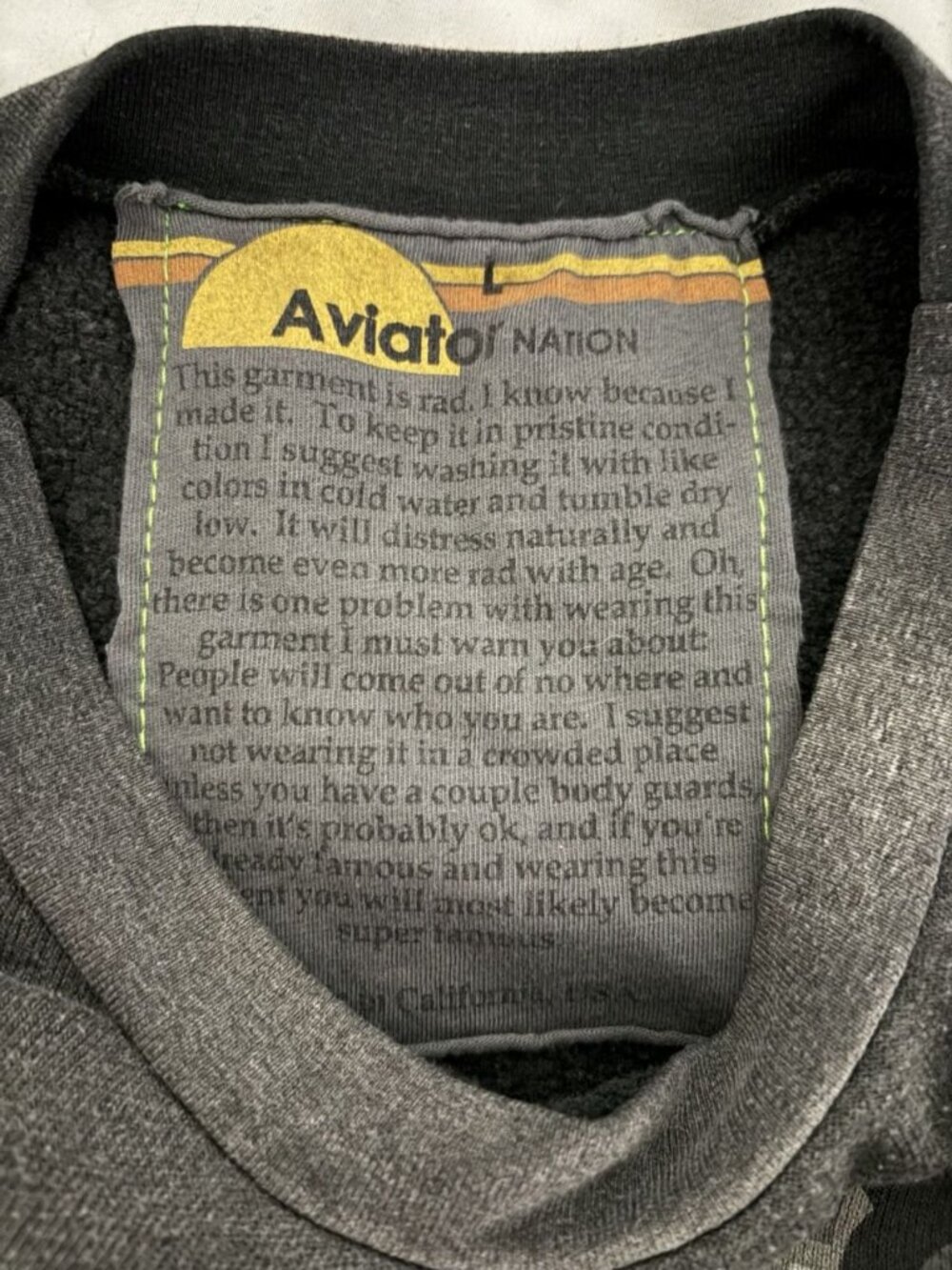Aviator Nation 3D Cropped Crew Faded Smoke Relaxed Sweatshirt Sz Large - Picture 5 of 8